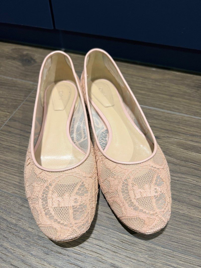 Chloe logo lace ballet flats Women s Fashion Footwear Flats on