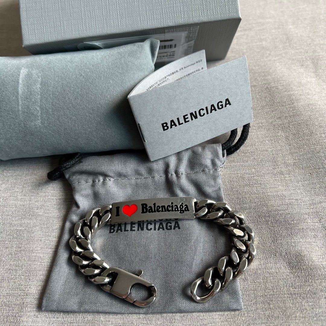Balenciaga Logo Plate Bracelet in Silver | LN-CC®