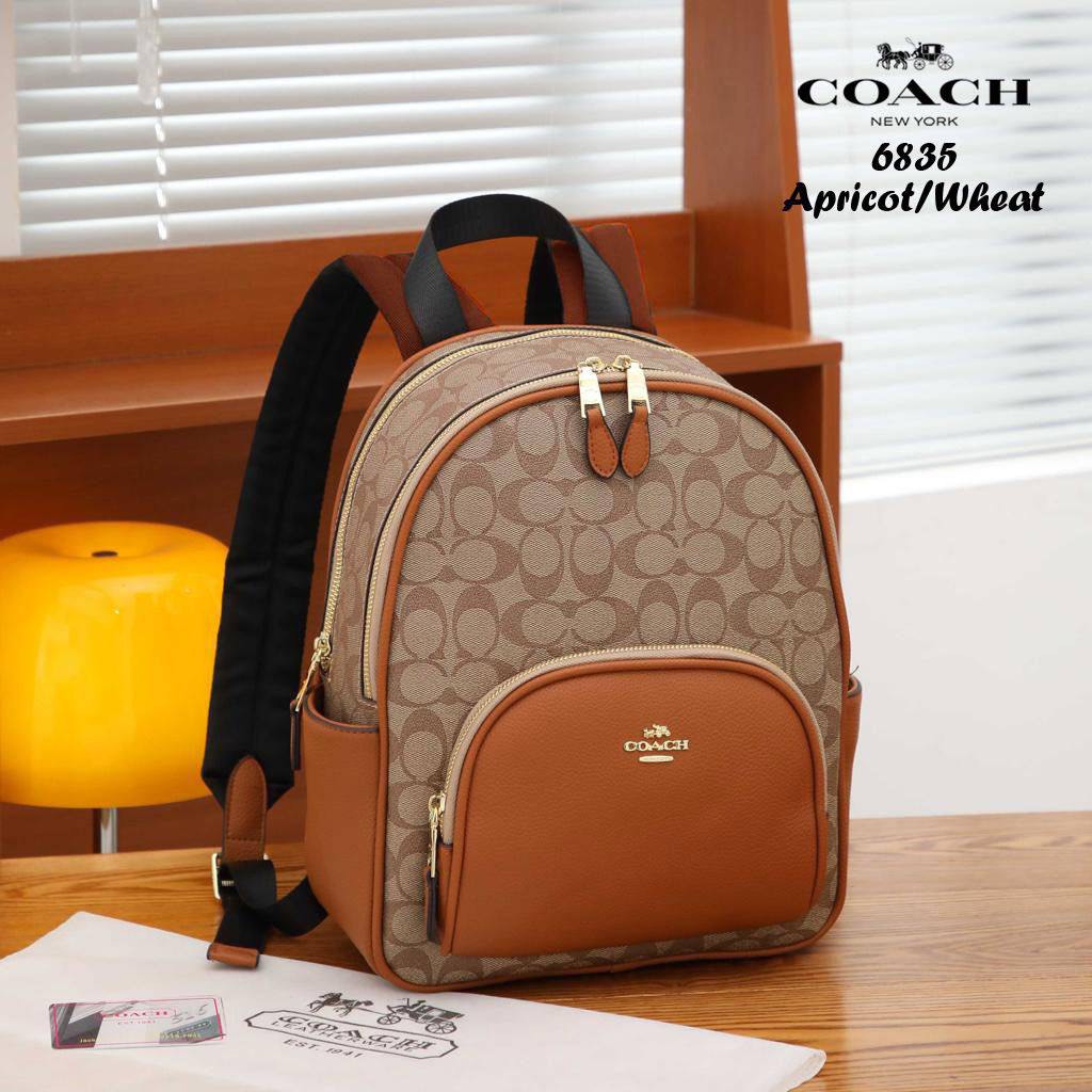 Coach Court White /Brown Black Signature Coated Canvas & Leather Backpack  (5671) | eBay