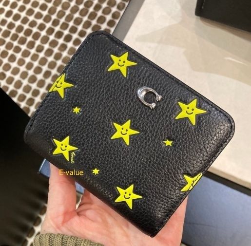 Coach Original Limited Edition Collection Cosmic Coach Billfold Wallet With Star Print Coin Purse Wallet Purse For Women Men Come With Complete set