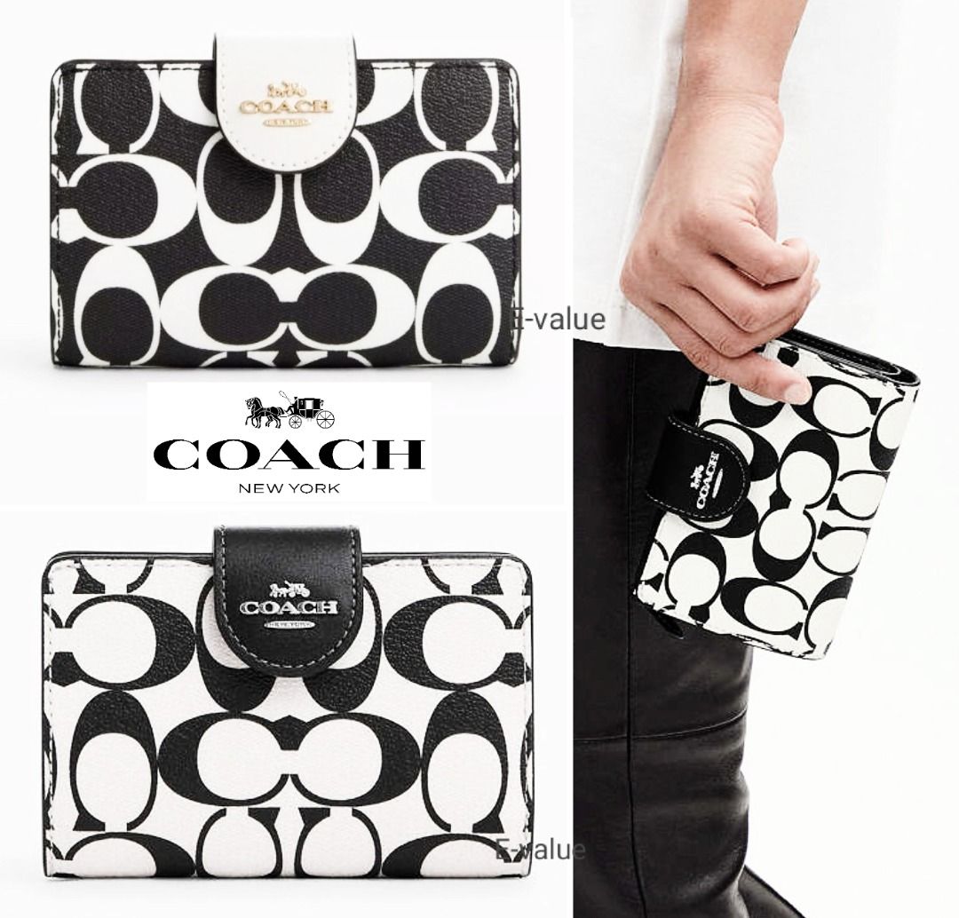 Coach black store and white wallet