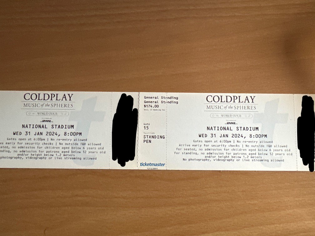 Coldplay Ticket, Tickets & Vouchers, Event Tickets on Carousell