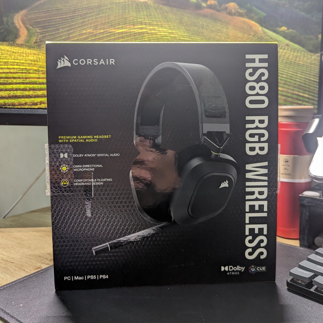 Corsair HS80 RGB Wireless Black Premium Gaming Headset With Spatial Audio  Used