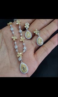 diamond ring earring necklace FASTBREAK 15.8grams 18k gold 4.59ct yellow dia 1.53ct dia