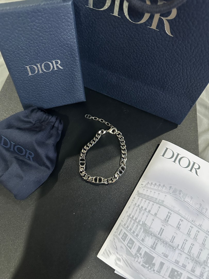 Dior - Dior Italic Chain Link Necklace Silver-finish Brass and White Crystals - Men