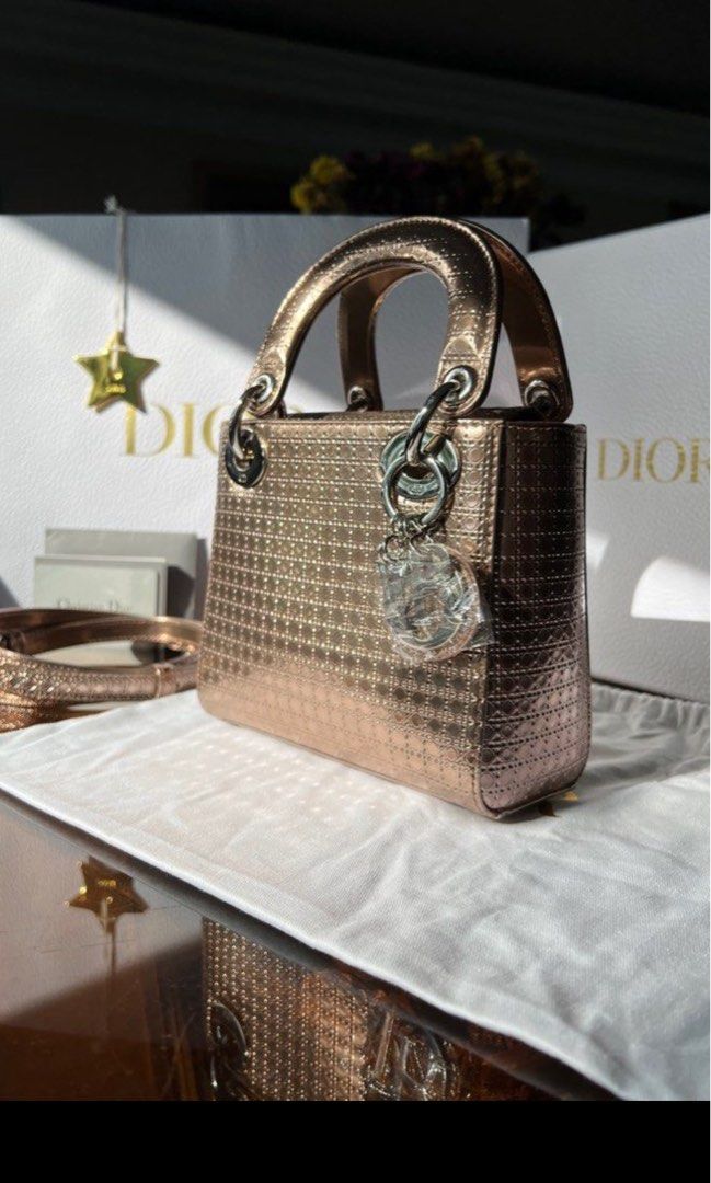 Dior Mini Lady Dior in Metallic Rose Gold SHW Limited Edition Luxury Bags Wallets on Carousell
