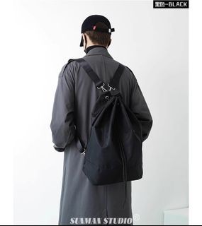 Drawstring backpack with a unique design, large capacity, original Japanese style, suitable for both men and women, lightweight and convenient for commuting.