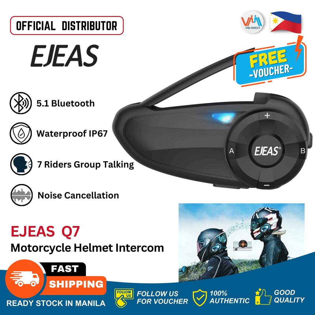 Q7 Motorcycle Helmet Bluetooth 5.0 Intercom - Waterproof, FM, Wireless  Headset for 7 Riders