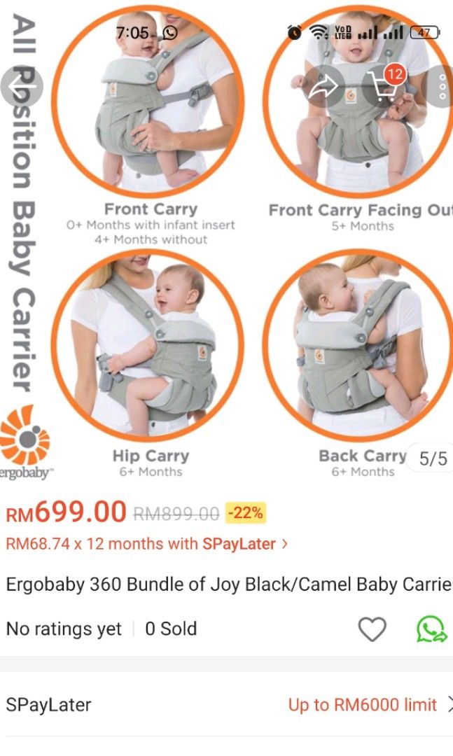 Ergobaby 4 Position 360 Baby Carier Original Like New