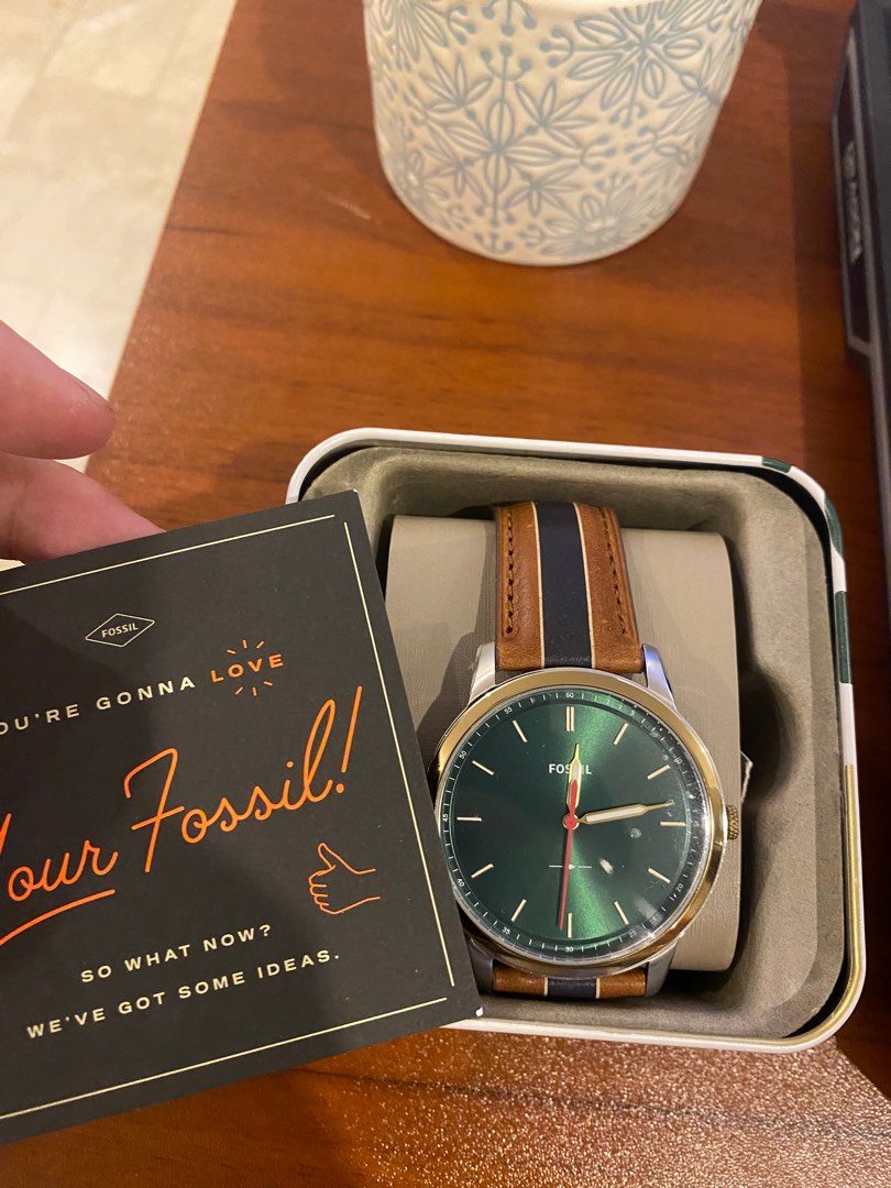 Fossil FS5550 Happy Hours 54 Minimalist Three Hand Stripe Tan