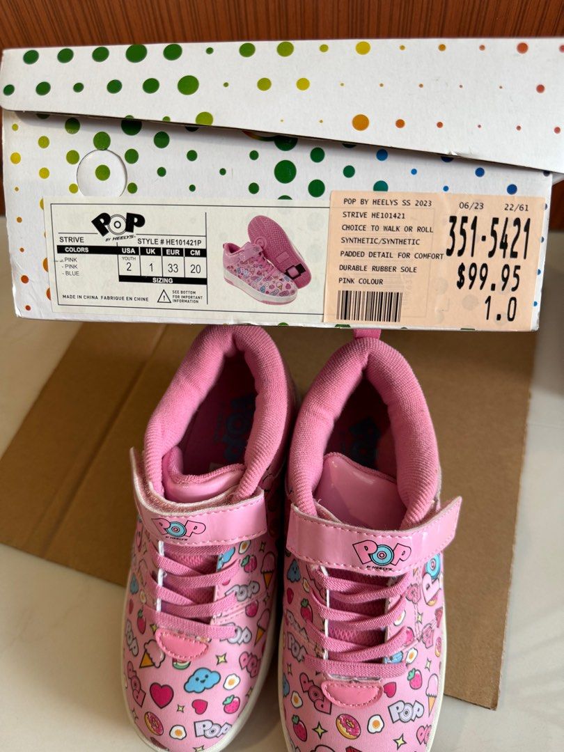 Girl Kid Bata POP BY HEELYS shoes with roller EUR33 UK1 US2 20cm
