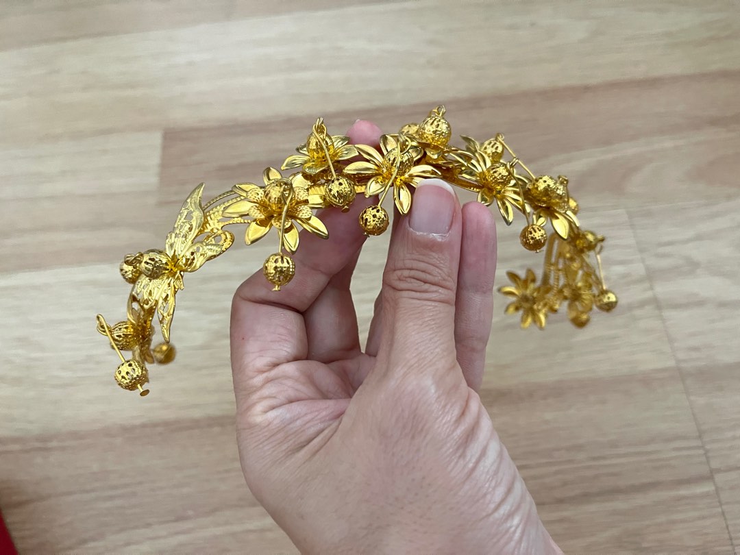 GOLD HAIR ACCESSORY WEDDING QUN KWA CHINESE KUA