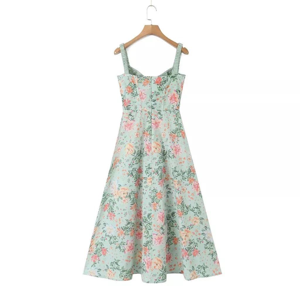 Green Floral Dress, Women's Fashion, Dresses & Sets, Dresses on Carousell