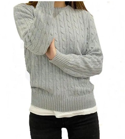 Women Grey Knited Woven Design Shirt main image 1