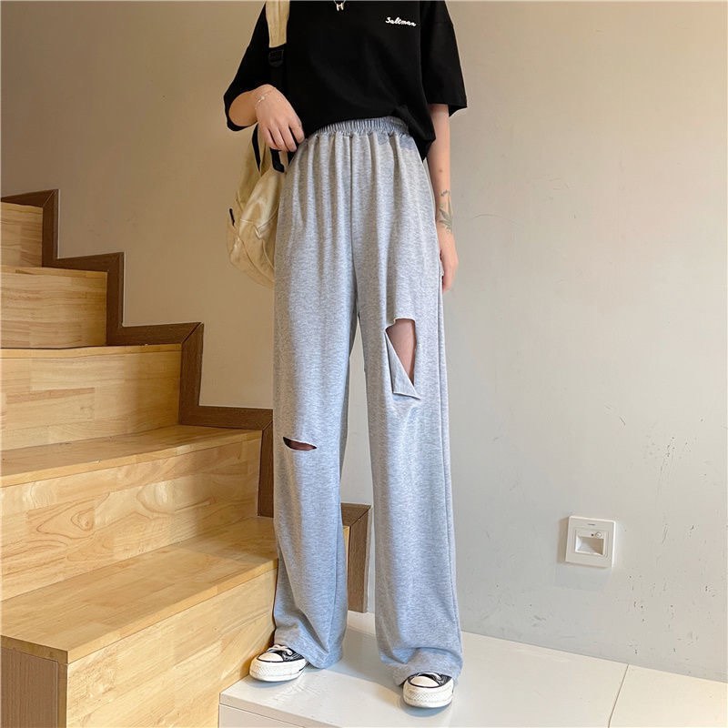 Ripped grey sweatpants store