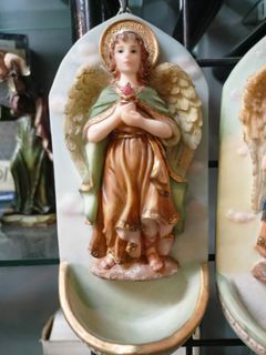 Guardian Angels Holy Water Container Wall Figurine