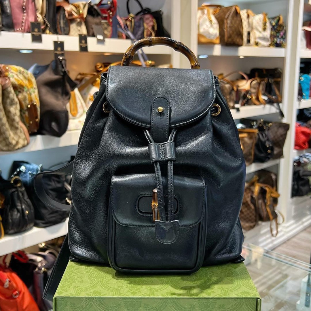 Gucci Signature Leather Black Backpack - Luxury Helsinki