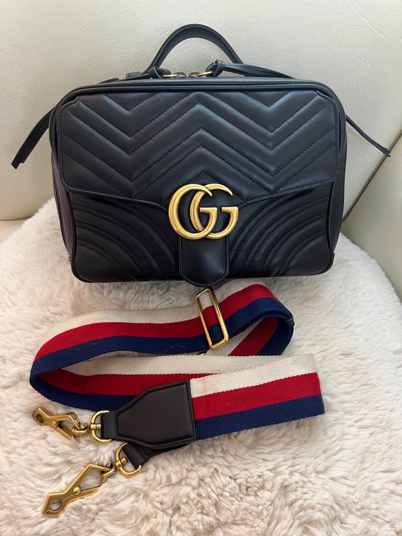 Small gg marmont 2.0 matelassé leather top handle discount bag