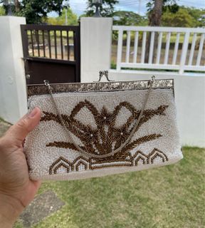 Handcrafted beaded kisslock party bag