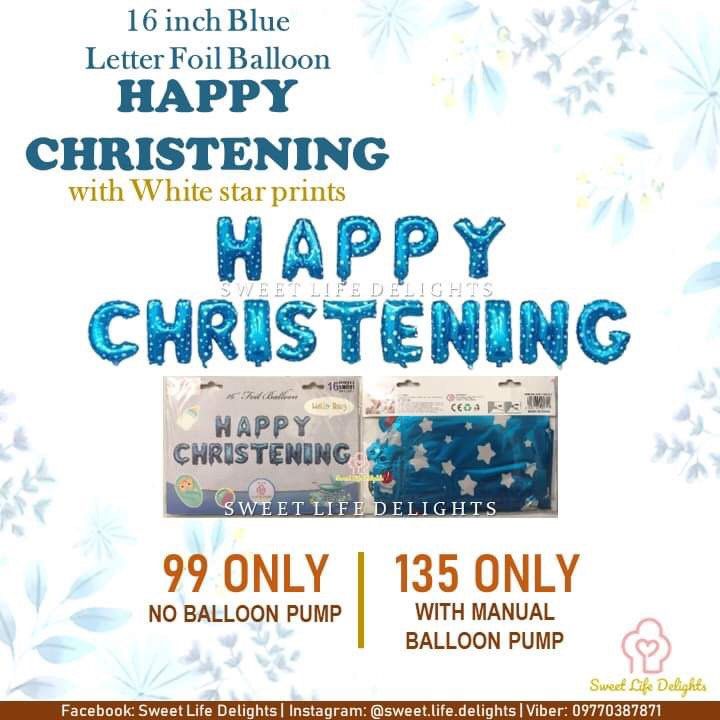 Happy Christening Letter Foil Balloon, 16 inch Letter Foil Balloon