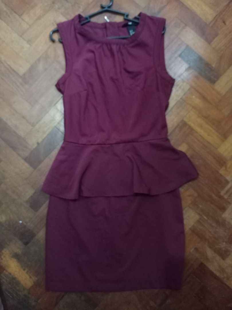 H and m burgundy cheap dress