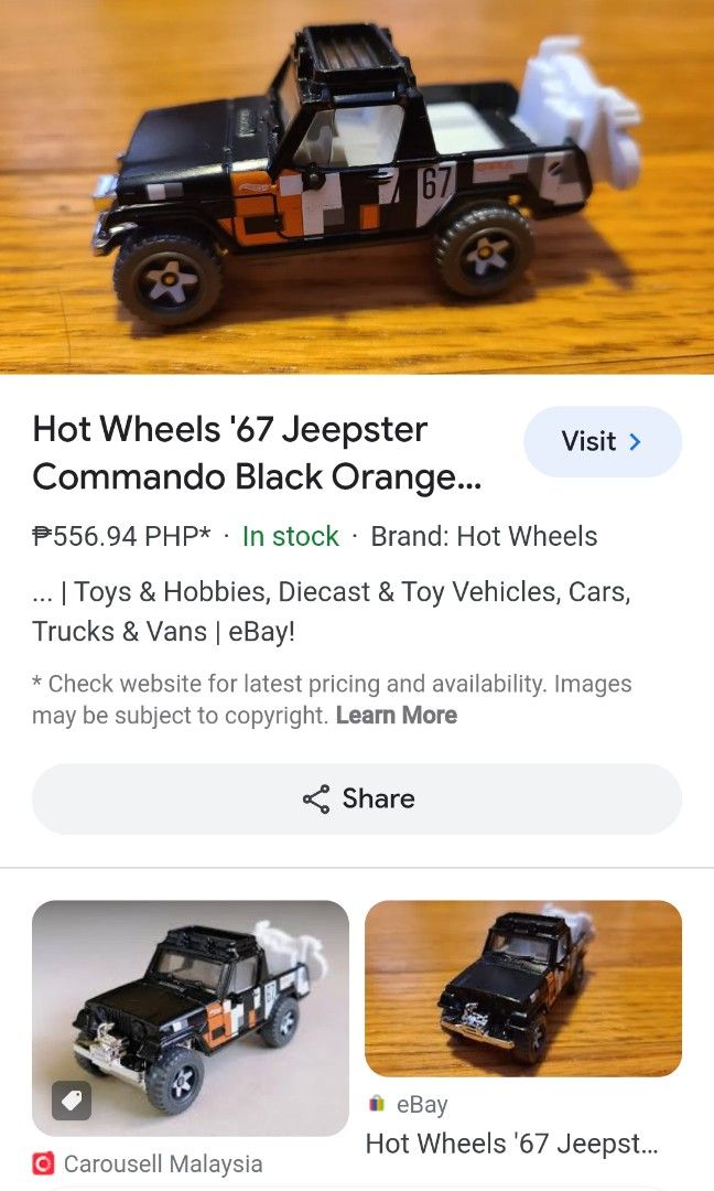 Hot wheels 67 Jeepster commando black (Category: Vehicle & Diecast Models) located in Iligan City. Submitted by shehabdor98515 (Listing ID 1279839507, Image 3). Description: No Joy bidder‼️‼️‼️.