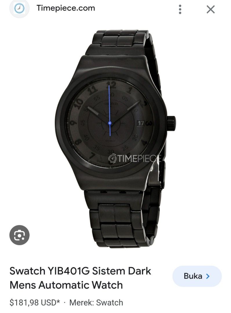 Jam Tangan Swatch Original YIB401G Sistem Dark Fesyen Pria Jam