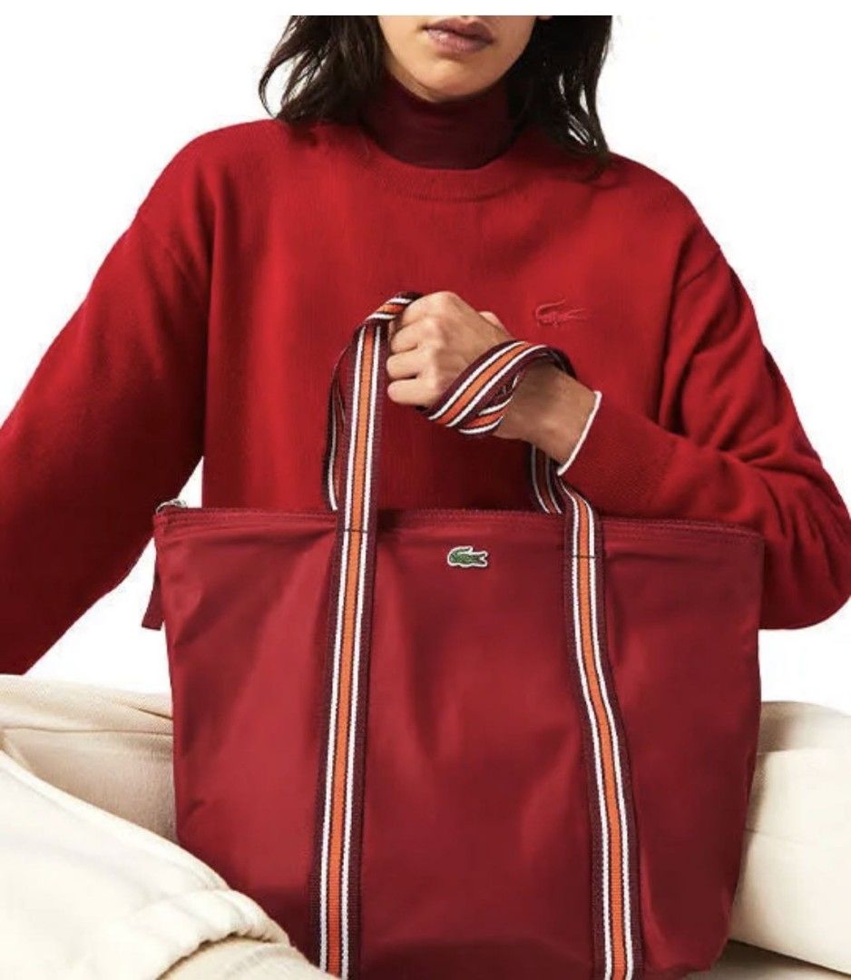 LACOSTE JEANNE NYLON TOTE BAG IN BORDEAUX Women s Fashion Bags Wallets Tote Bags on Carousell