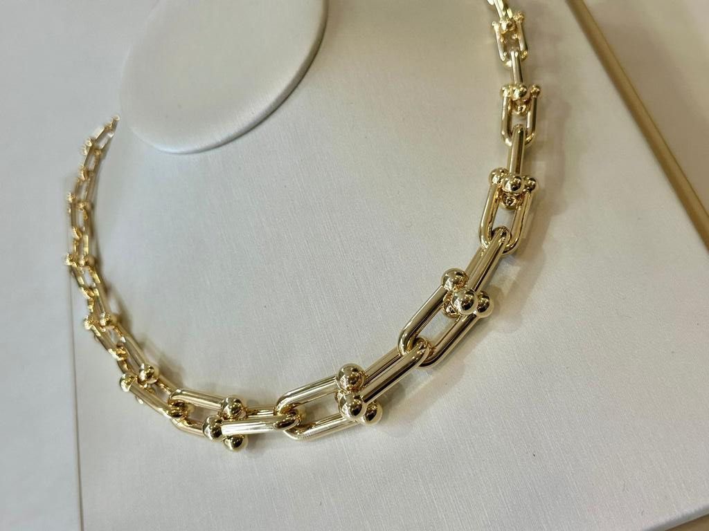 Large Graduated Link Necklace in 18k Gold Women s Fashion