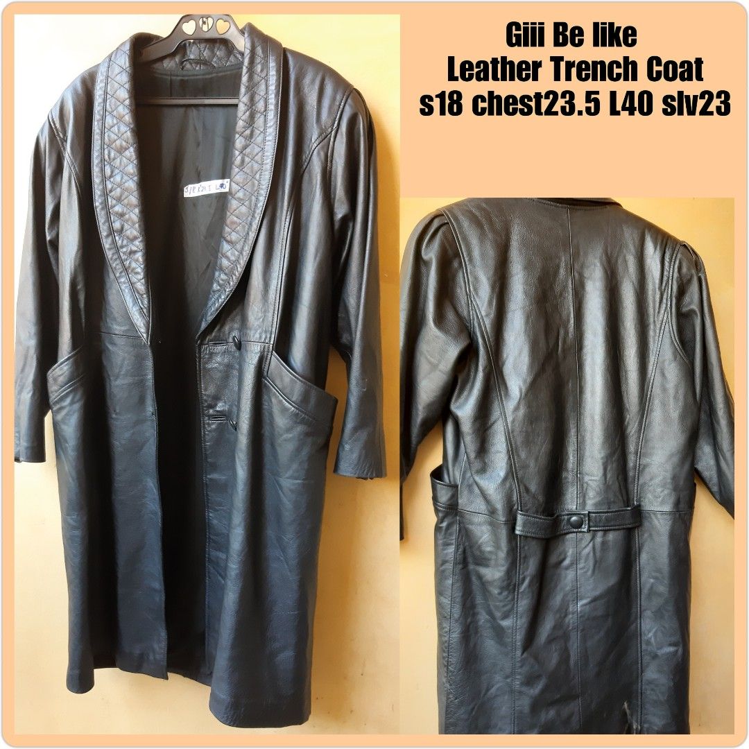 G111 leather discount trench coat
