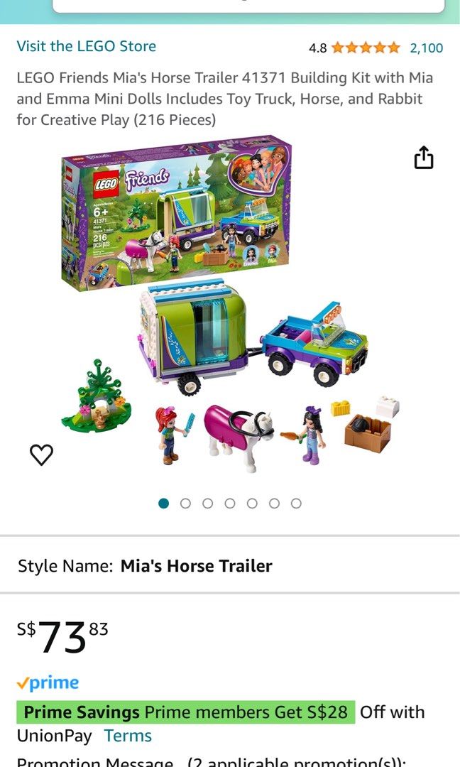 LEGO 41371 Mia s horse trailer Hobbies Toys Toys Games on