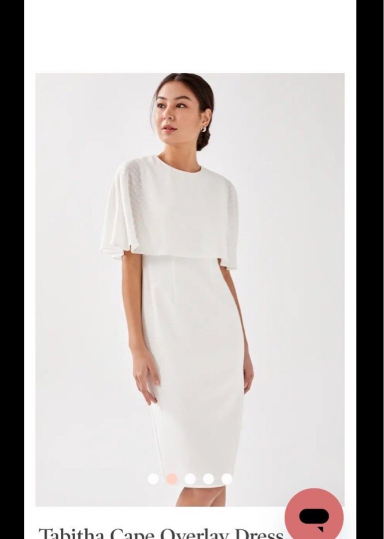 White dress with cape overlay cheap