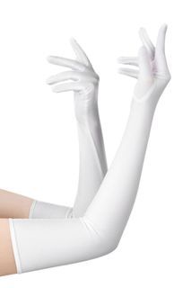 Lucky Doll® White Spandex Stretchy Opera Elbow 20" Length Long Elegant Gloves