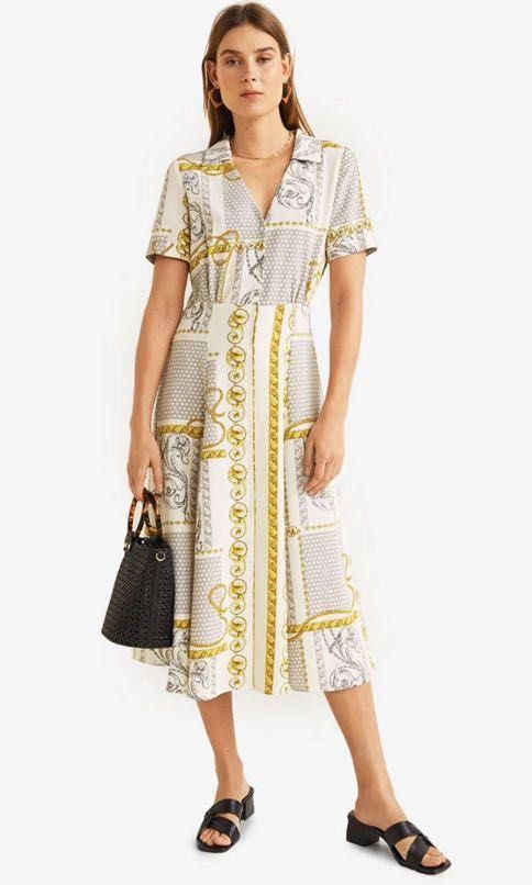 Mango chain print midi dress