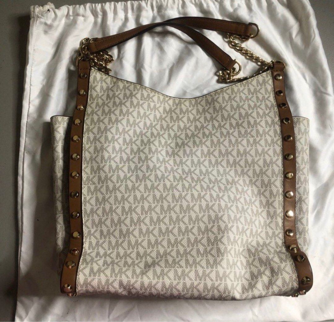 Michael kors newbury top studded logo chain tote