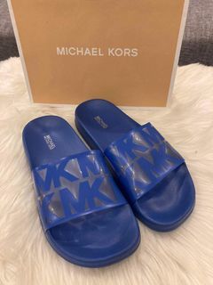 Michael Kors Womens Eva Beach Slide Sz 7/8/9 New Blue Clear Flip Flop Sandal