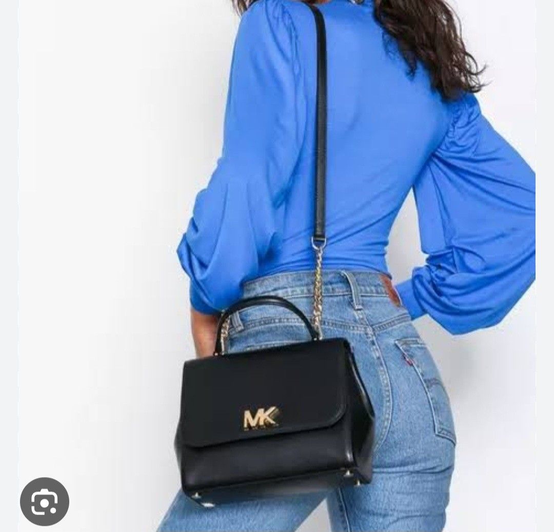 Mk Mott medium leather satchel black Fesyen Wanita Tas Dompet