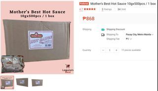 Mother's Best Hot Sauce 10gx500pcs / 1 box