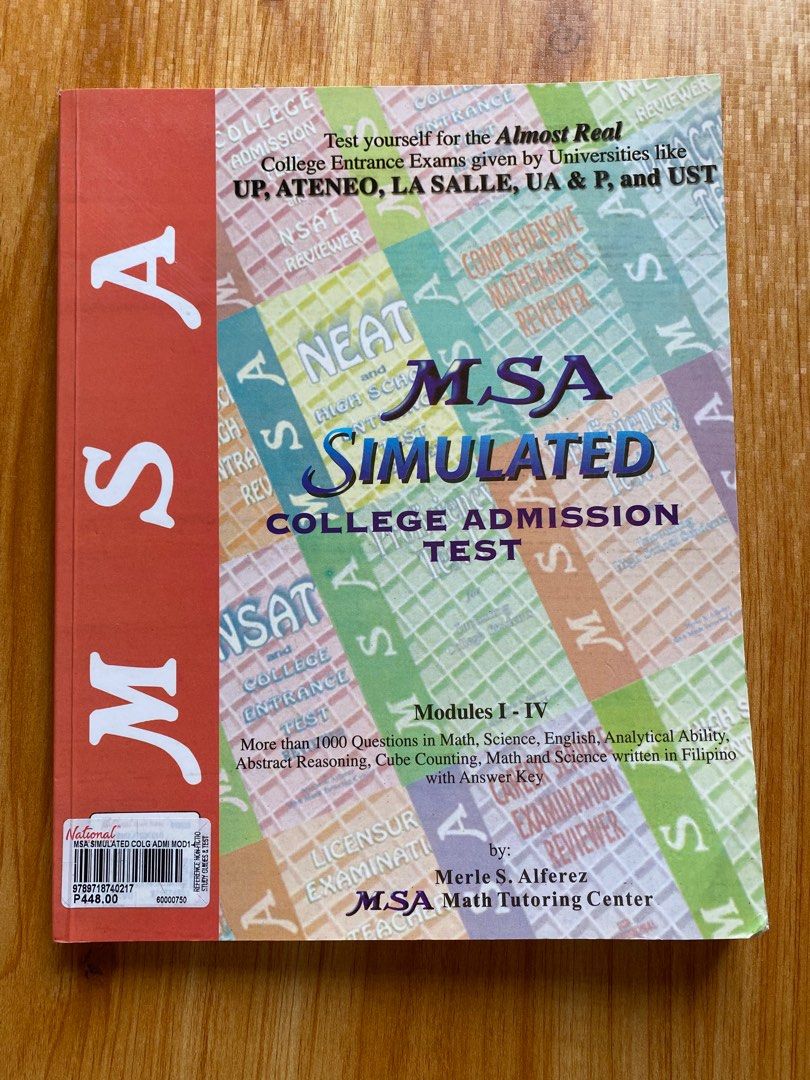 MSA Simulated College Admission Test Reviewer (Category: Textbooks) located in Trece Martires City. Submitted by angelabd (Listing ID 1279786356, Image 1). Description: Rfs: di nagamit .