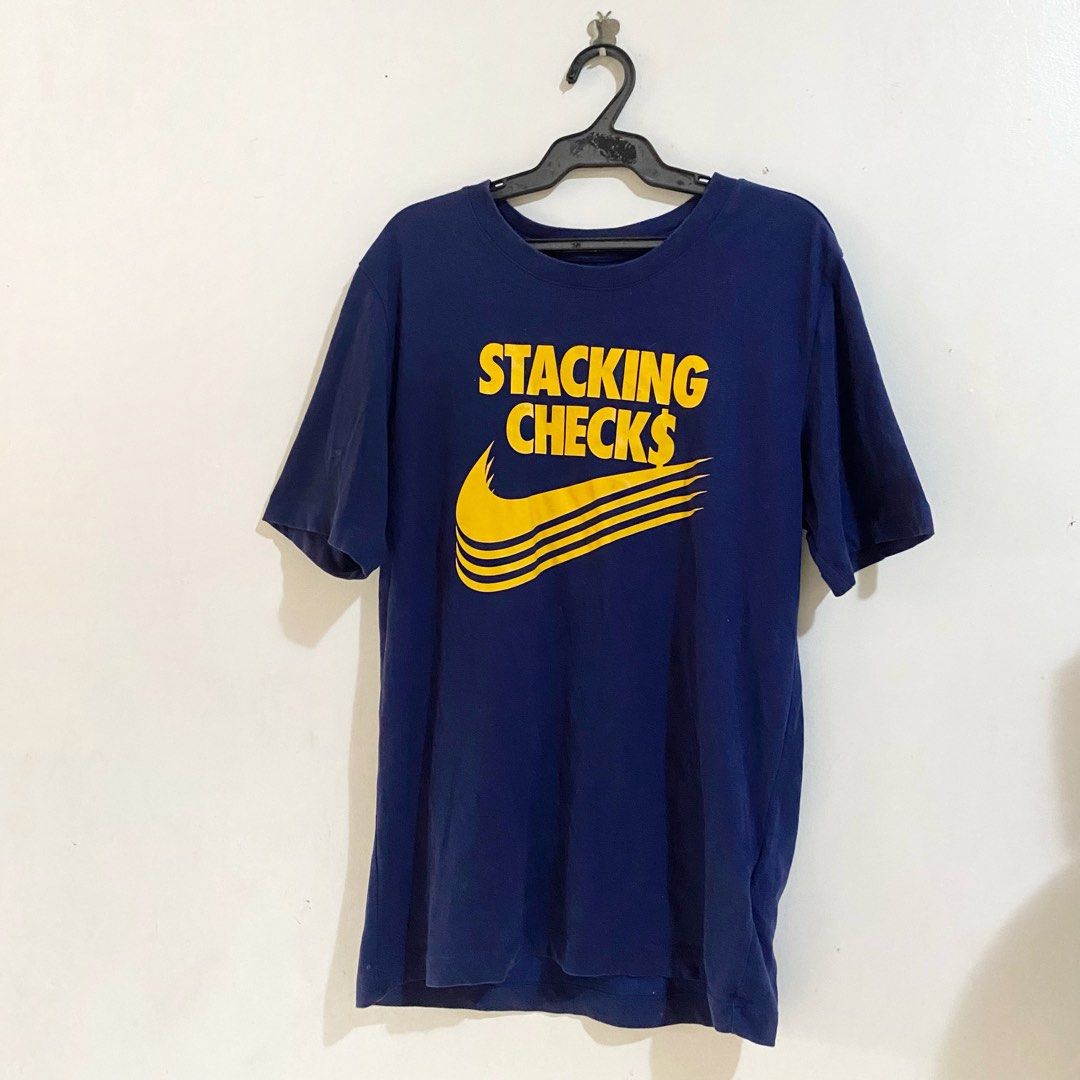 Nike Blue Stacking Checks Swoosh Dri Fit Shirt