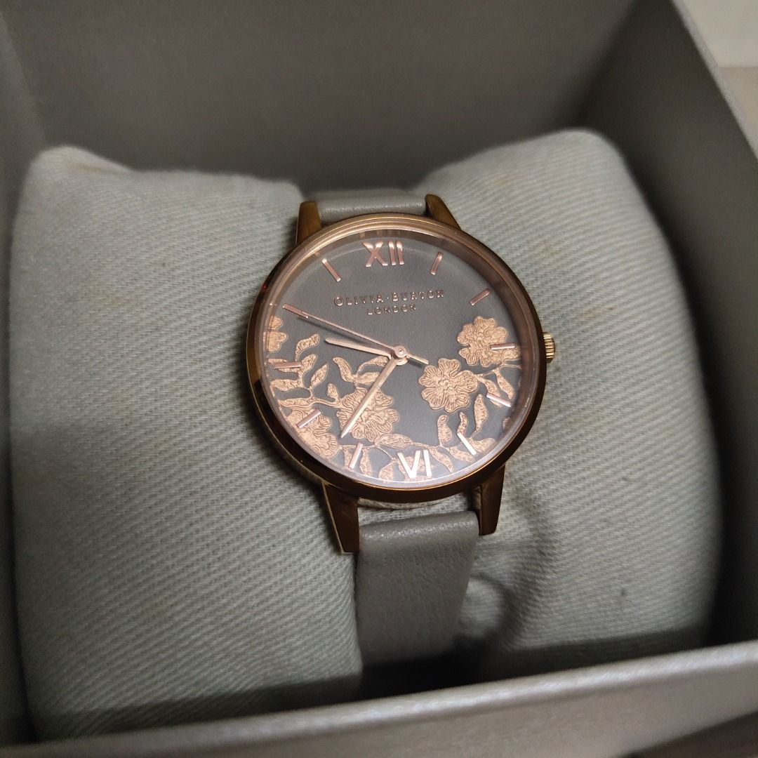 OLIVIA BURTON LONDON LACE DETAIL GREY ROSE GOLD