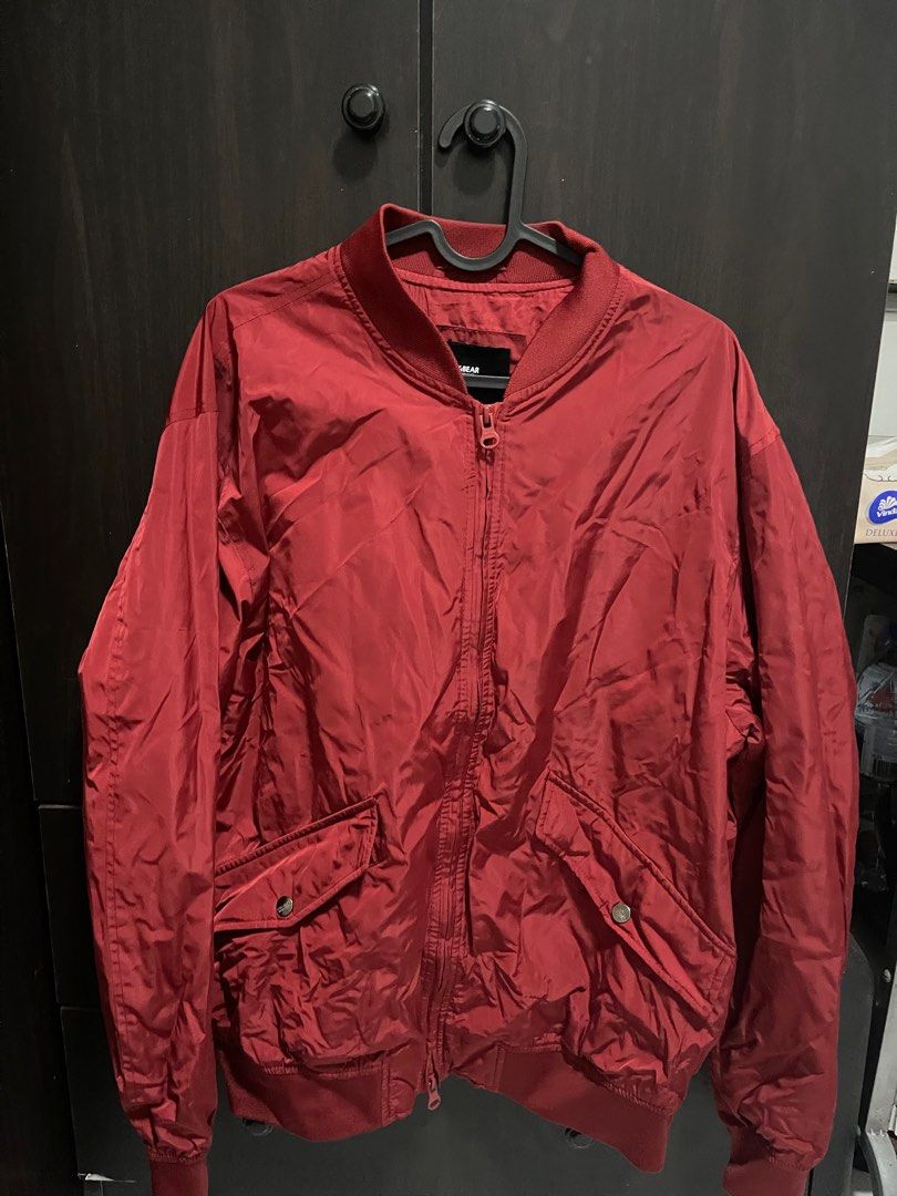 Pull and bear bomber red jacket