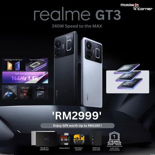 realme GT3 5G (1TB+16GB) Snapdragon™ 8 PLUS | 1.5K Ultra Amoled Display  144Hz | Cooling System Max 2.0 | 1 Year Warranty