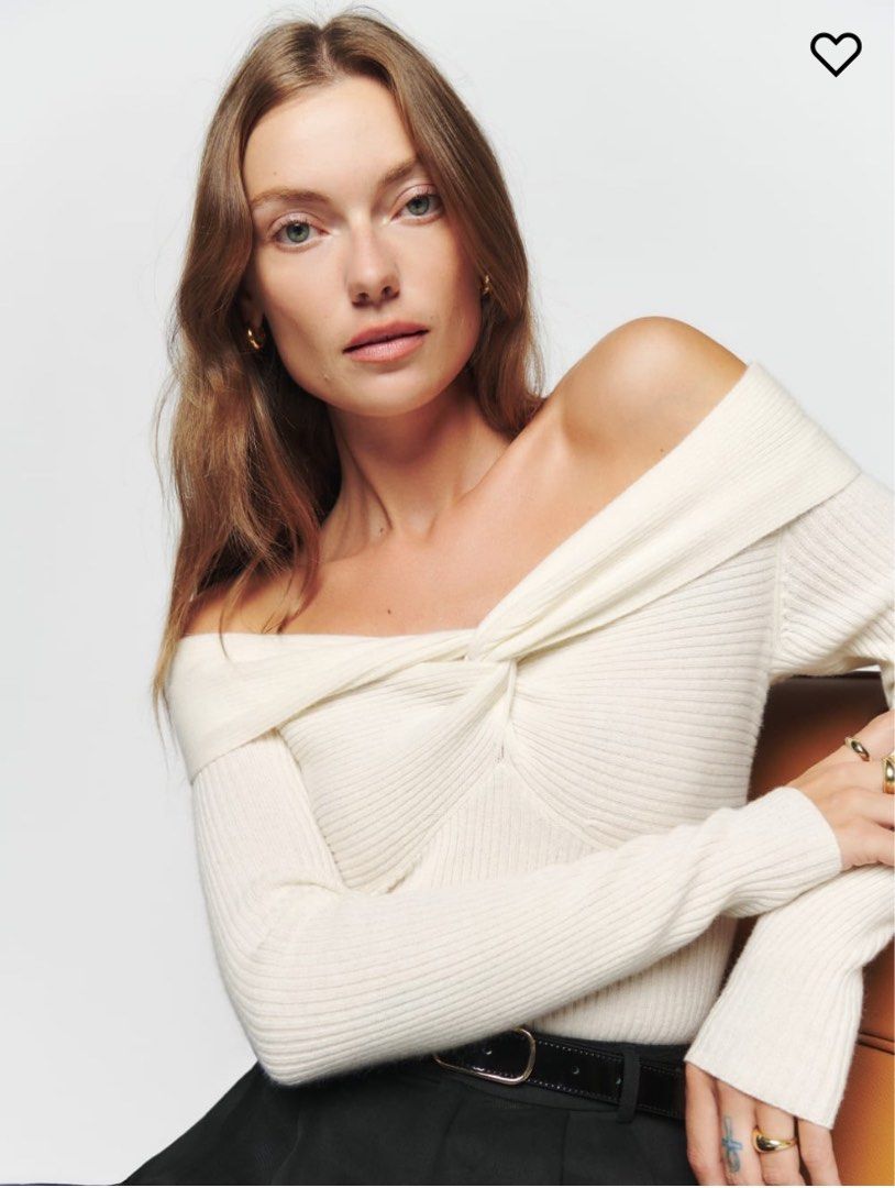 Twist front off sales the shoulder sweater