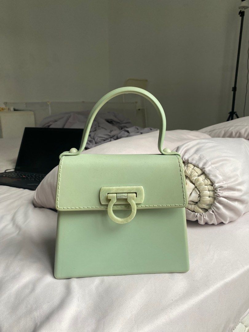 Salvatore Ferragamo Kelly Bag with Mint Green Rubber Top Handle with Gancio Buckle Luxury Bags Wallets on Carousell