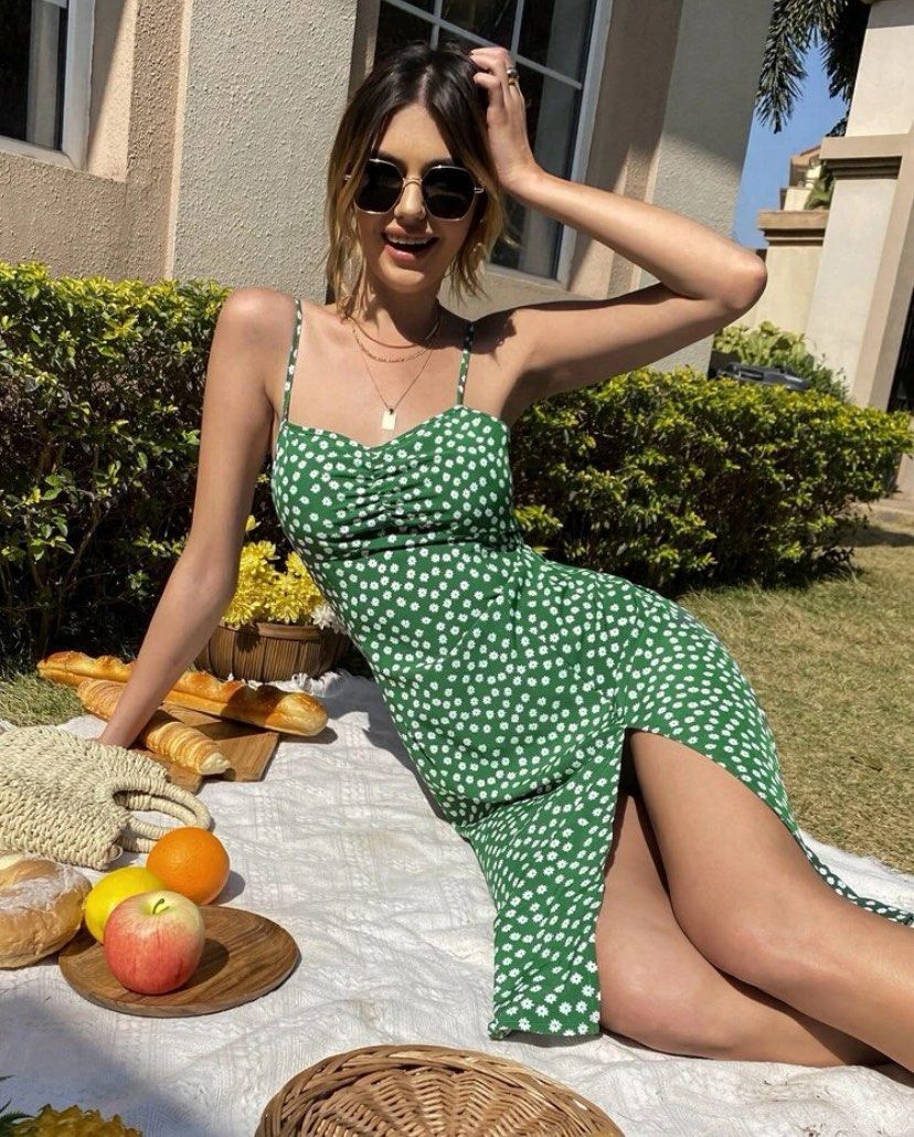 Shein Ditsy Floral Slit Dress Women s Fashion Dresses Sets