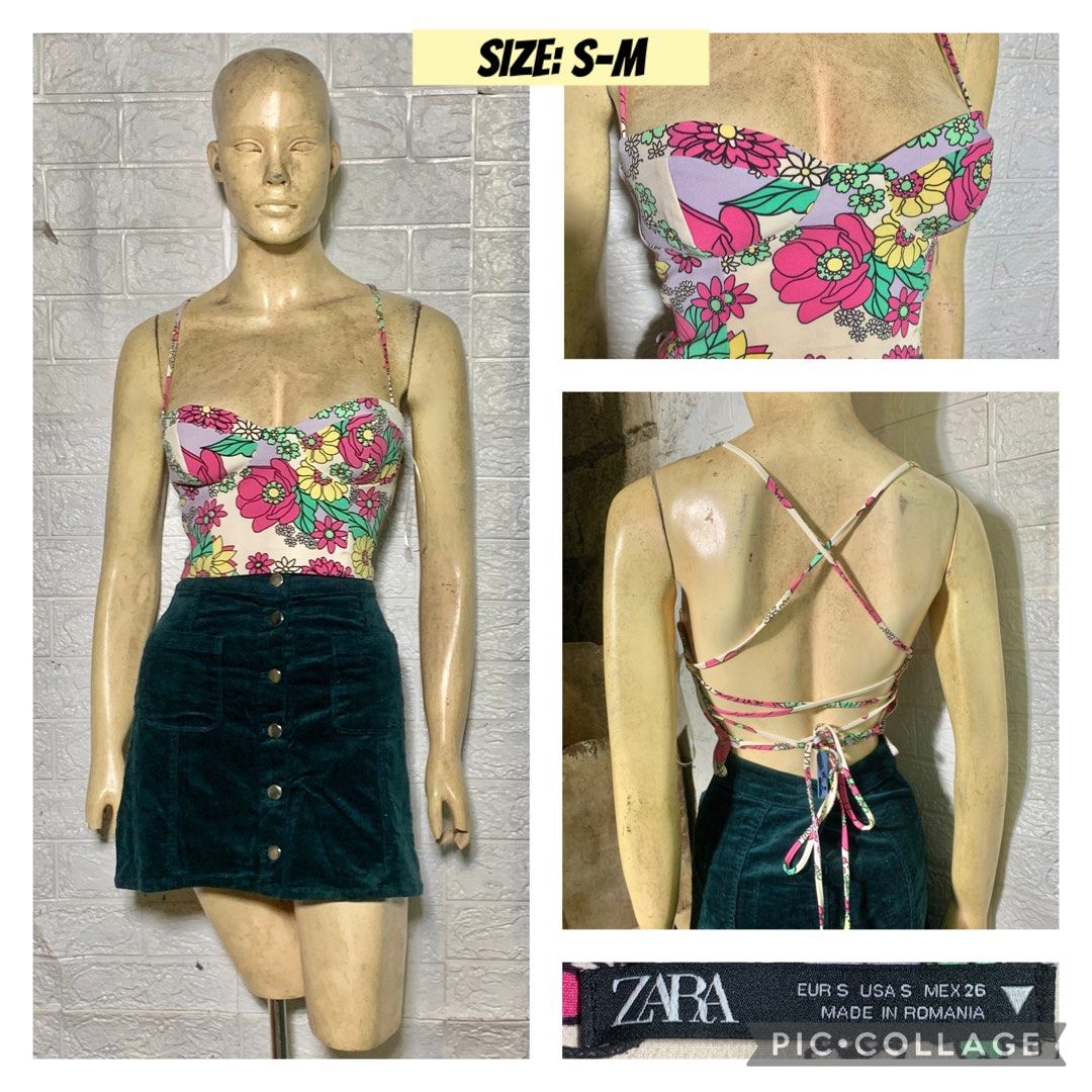 ZARA Floral Corset Top, Women's Fashion, Tops, Blouses on Carousell