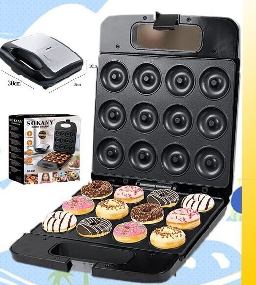 Sokany 12 HOLES DONUT MAKER 1400W (Category: Bakeware) located in Paranaque City. Submitted by ATIS.PH (Listing ID 1279816656, Image 3). Description: 🏡Welcome to SOKANY🏡 Product Specification: 1.Product Name: Mini Donut Maker 2.Brand Name : Sokany 3.Hole Quantity :12 Holes 4.Input Votage :220V 5.Wattage : 1400W 6.Packing Size：36x30x13cm Product Features: The donut machine has the following characteristics: 1. It can be heated to make 12 donuts,