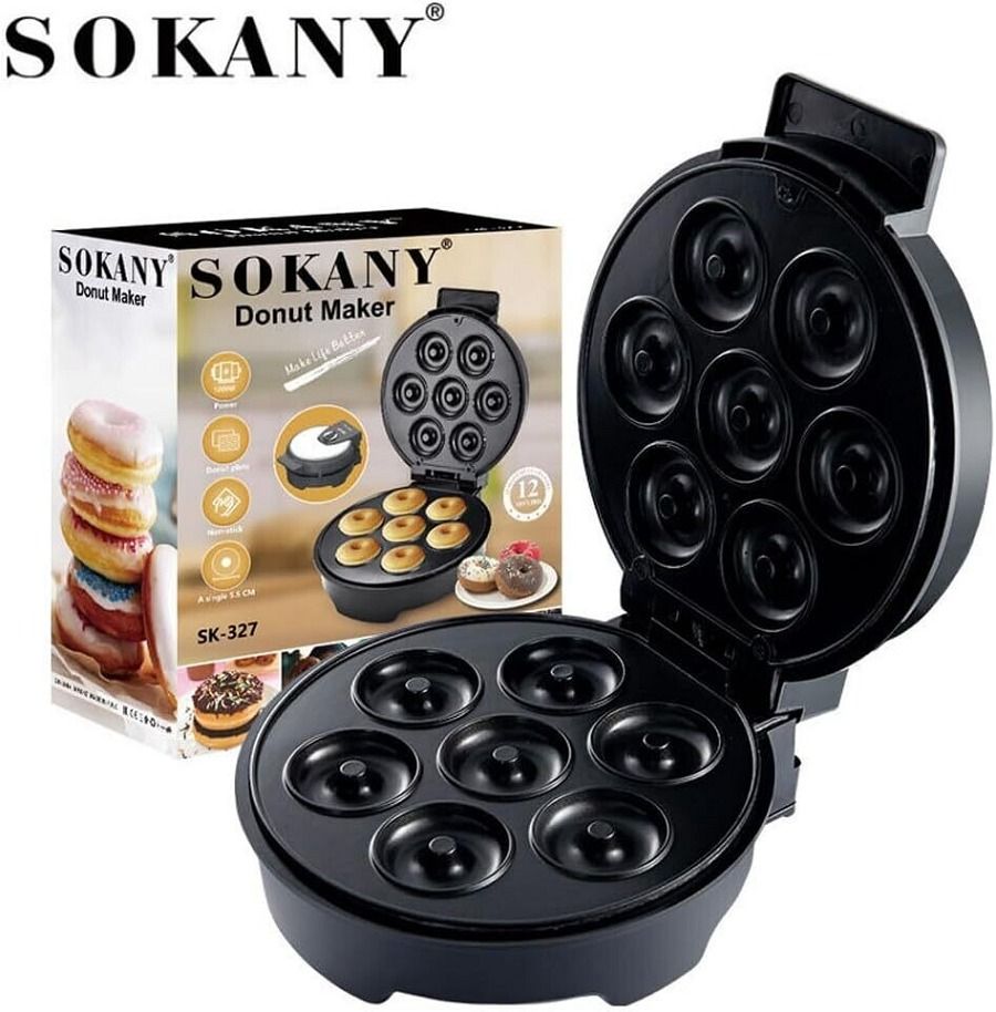 Sokany 7 HOLES DONUT MAKER 1000W (Category: Other Kitchenware & Tableware) located in Paranaque City. Submitted by ATIS.PH (Listing ID 1279814407, Image 2). Description: About this item 【Donut Maker for up to 7 doughnuts at the same time】You can enjoy 7 freshly prepared mini donuts at once - ideal for cooking at the table together. Perfect for children's birthdays or other celebrations. Fast Cooking The double plates heat evenly, with a powerful 