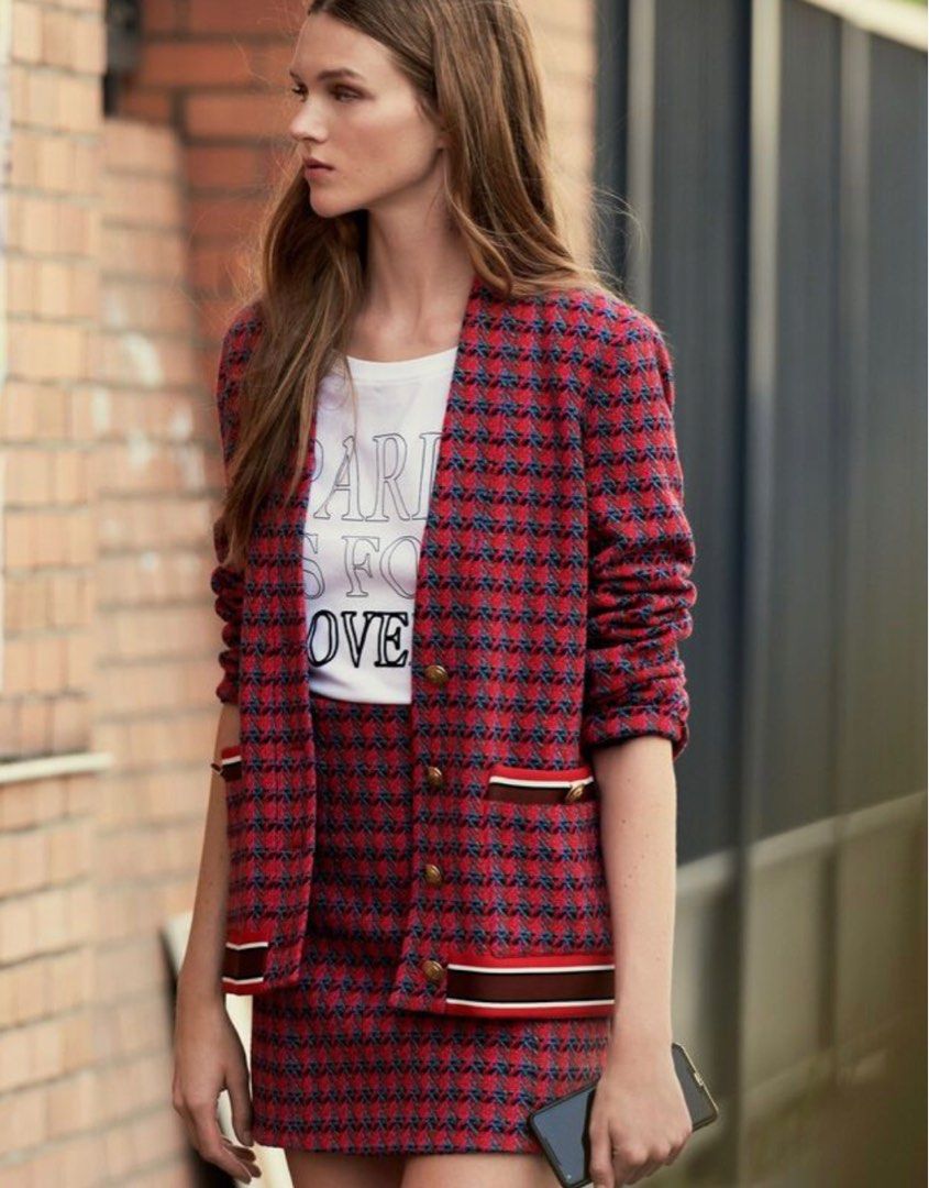 Sandro tweed clearance blazer jacket